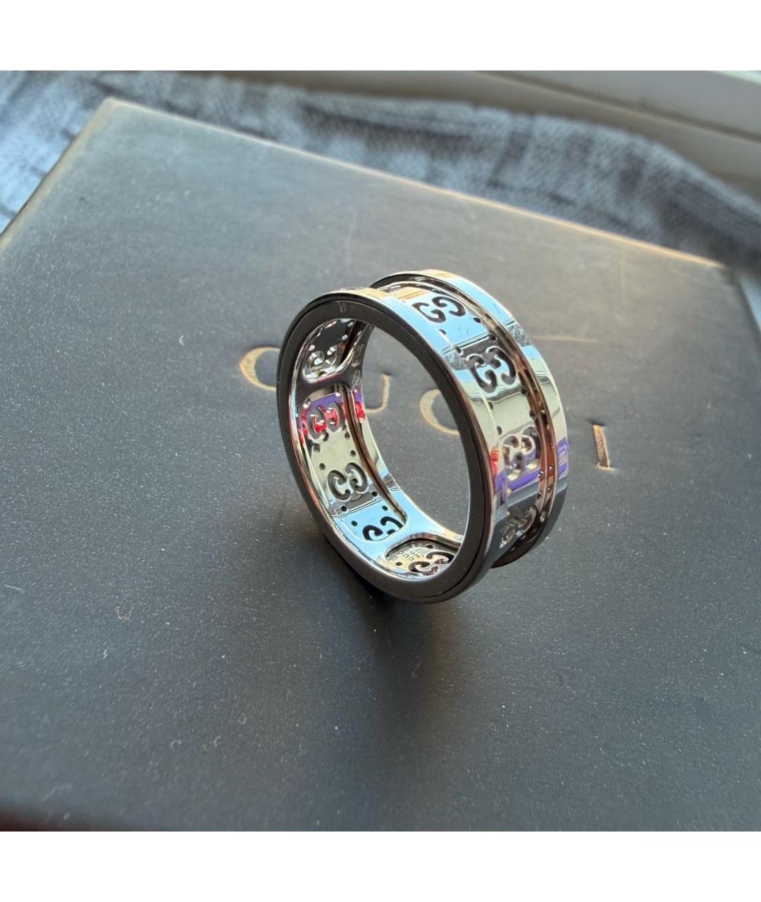 GUCCI Серое кольцо из белого золота, фото 6