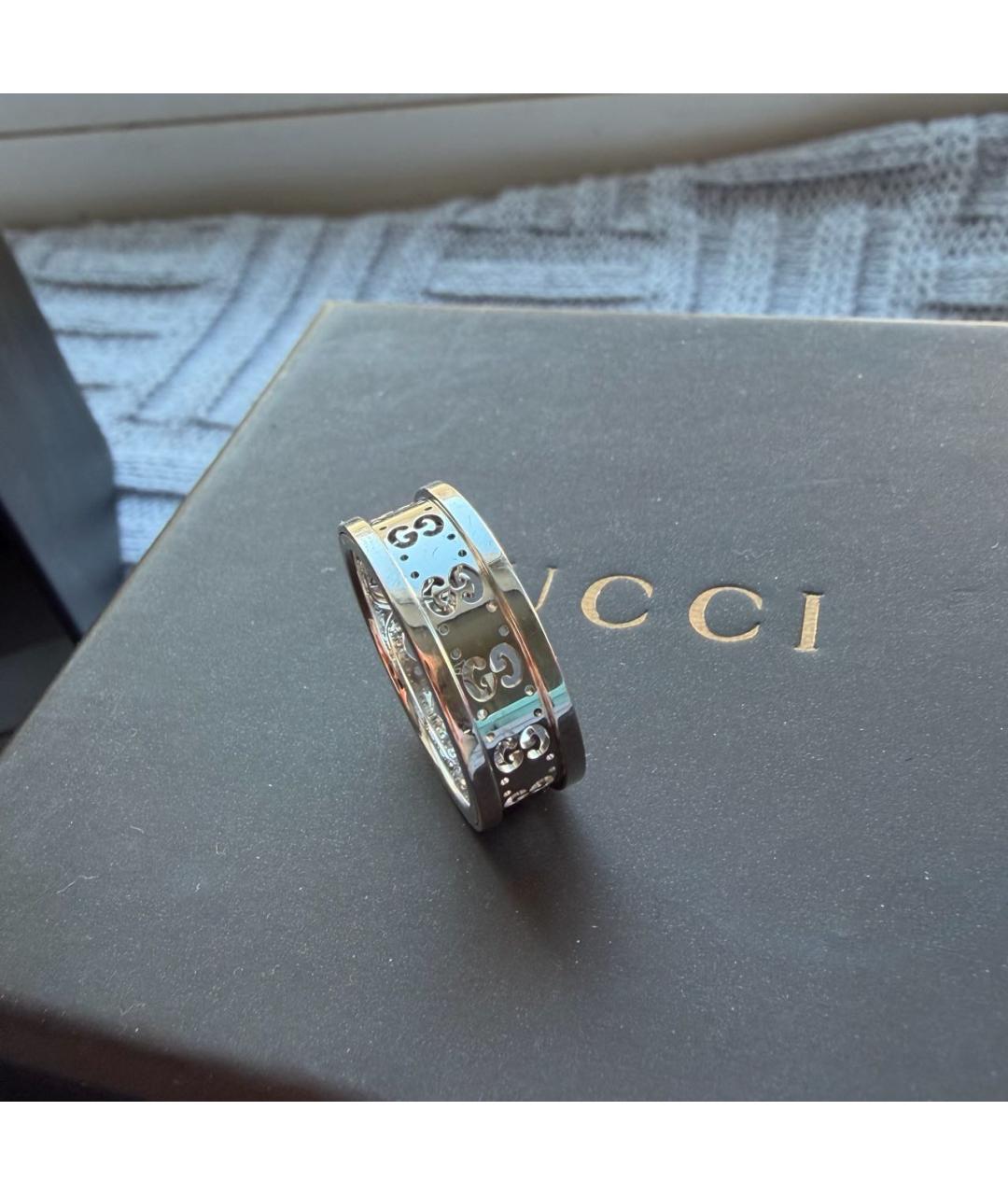 GUCCI Серое кольцо из белого золота, фото 5