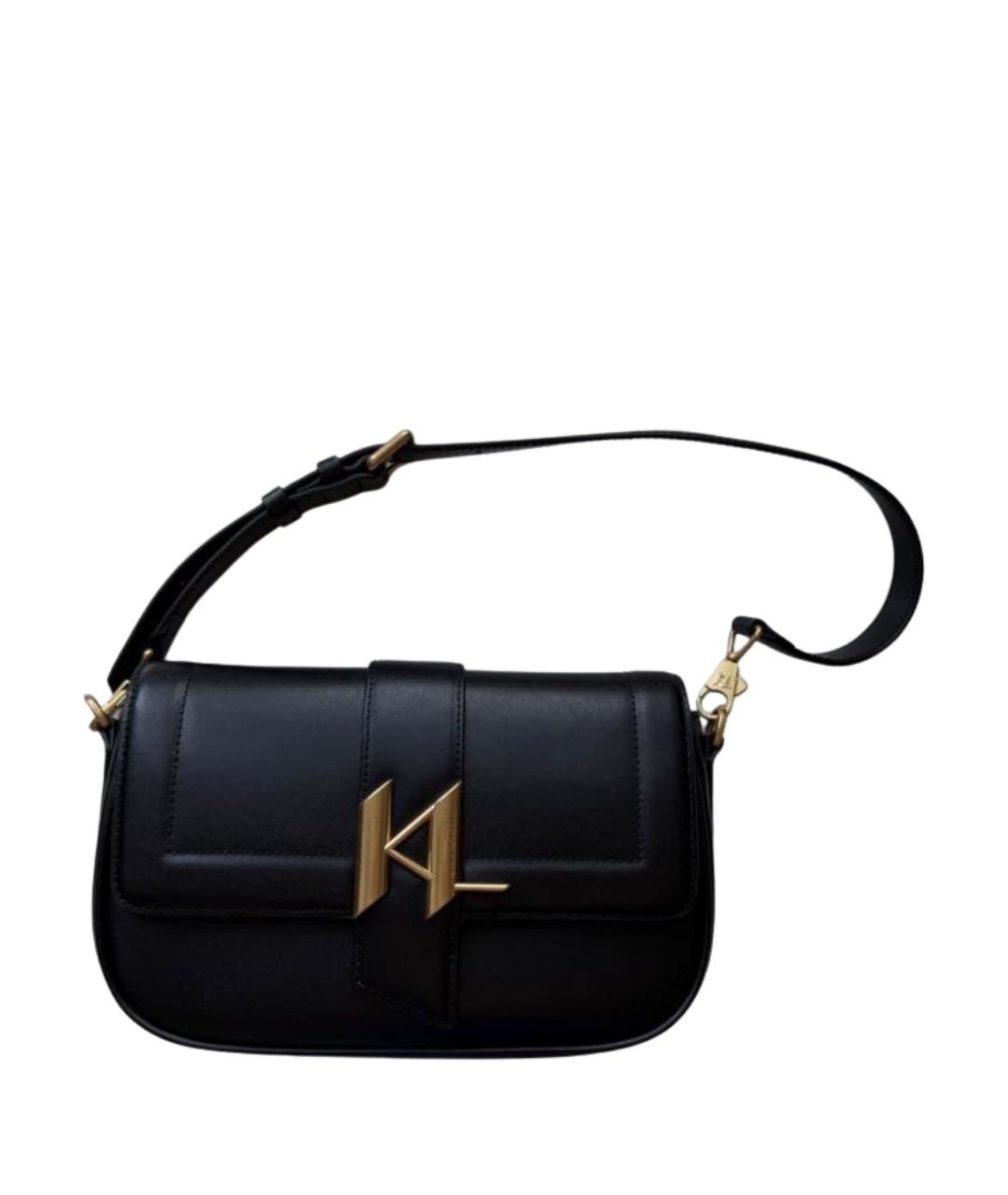 KARL LAGERFELD Черная кожаная сумка через плечо, фото 1
