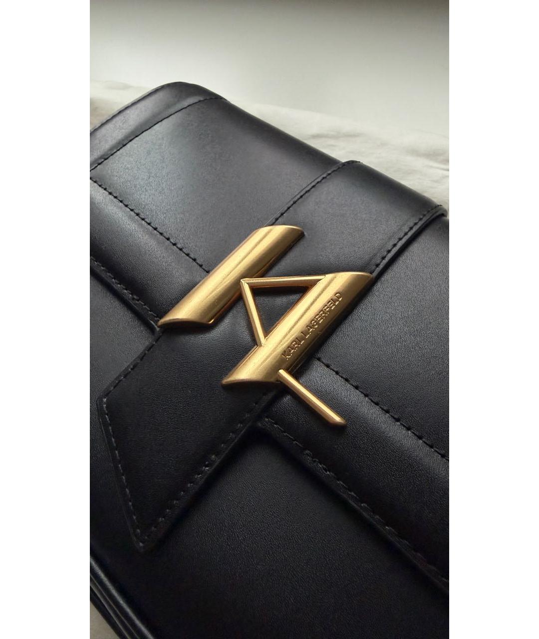 KARL LAGERFELD Черная кожаная сумка через плечо, фото 4