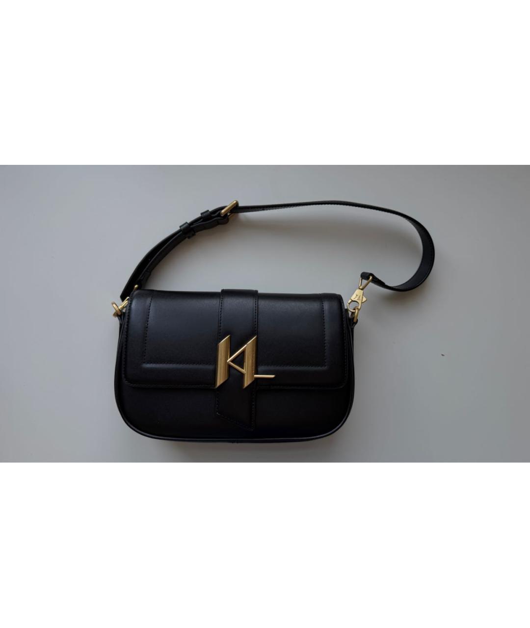 KARL LAGERFELD Черная кожаная сумка через плечо, фото 5