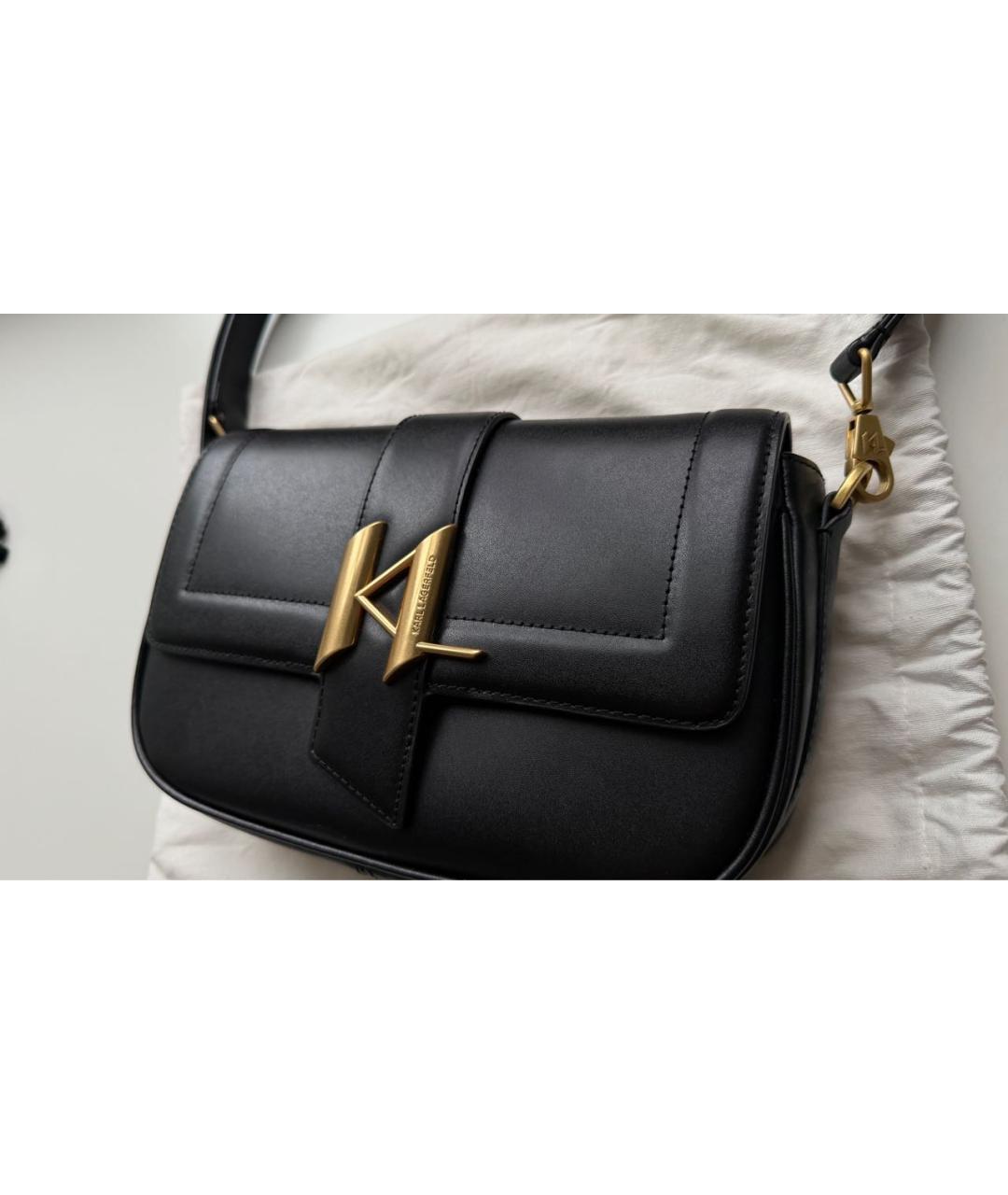 KARL LAGERFELD Черная кожаная сумка через плечо, фото 2