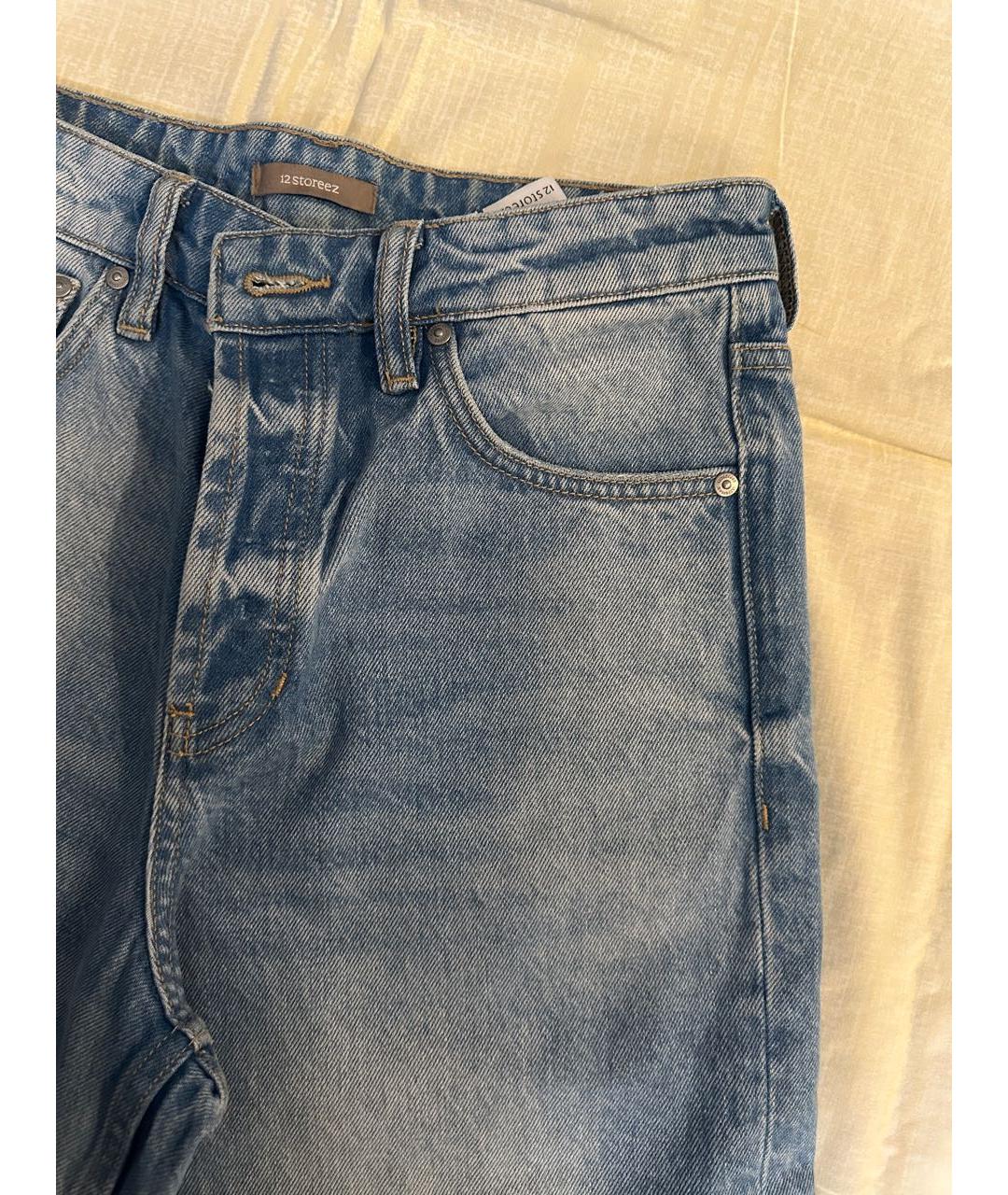12 STOREEZ Голубые хлопковые прямые джинсы, фото 4