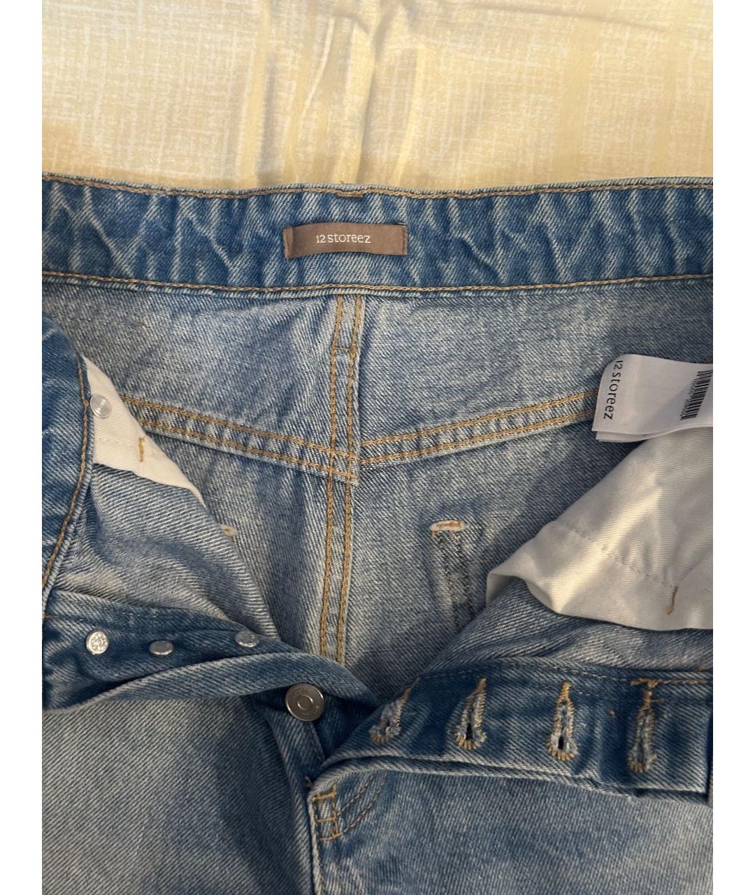 12 STOREEZ Голубые хлопковые прямые джинсы, фото 3