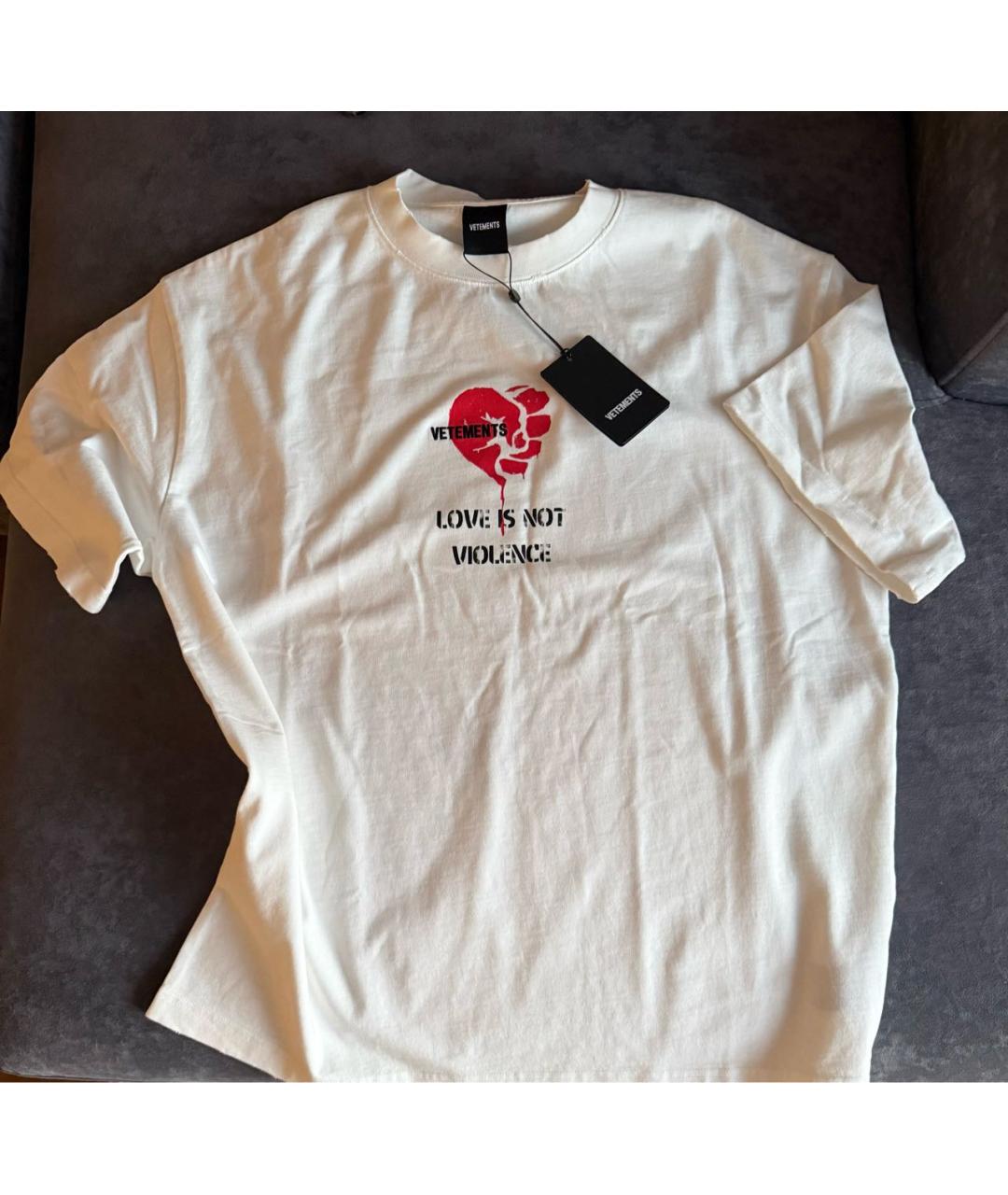 VETEMENTS Белая хлопковая футболка, фото 3