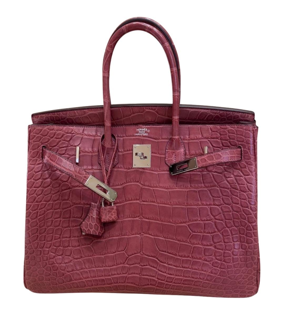 HERMES Розовая сумка с короткими ручками из экзотической кожи, фото 1