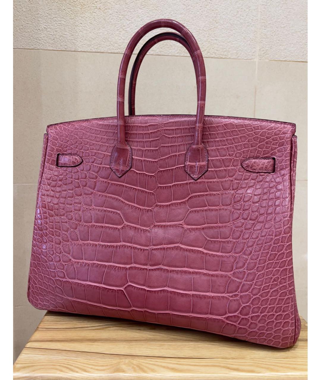 HERMES Розовая сумка с короткими ручками из экзотической кожи, фото 3