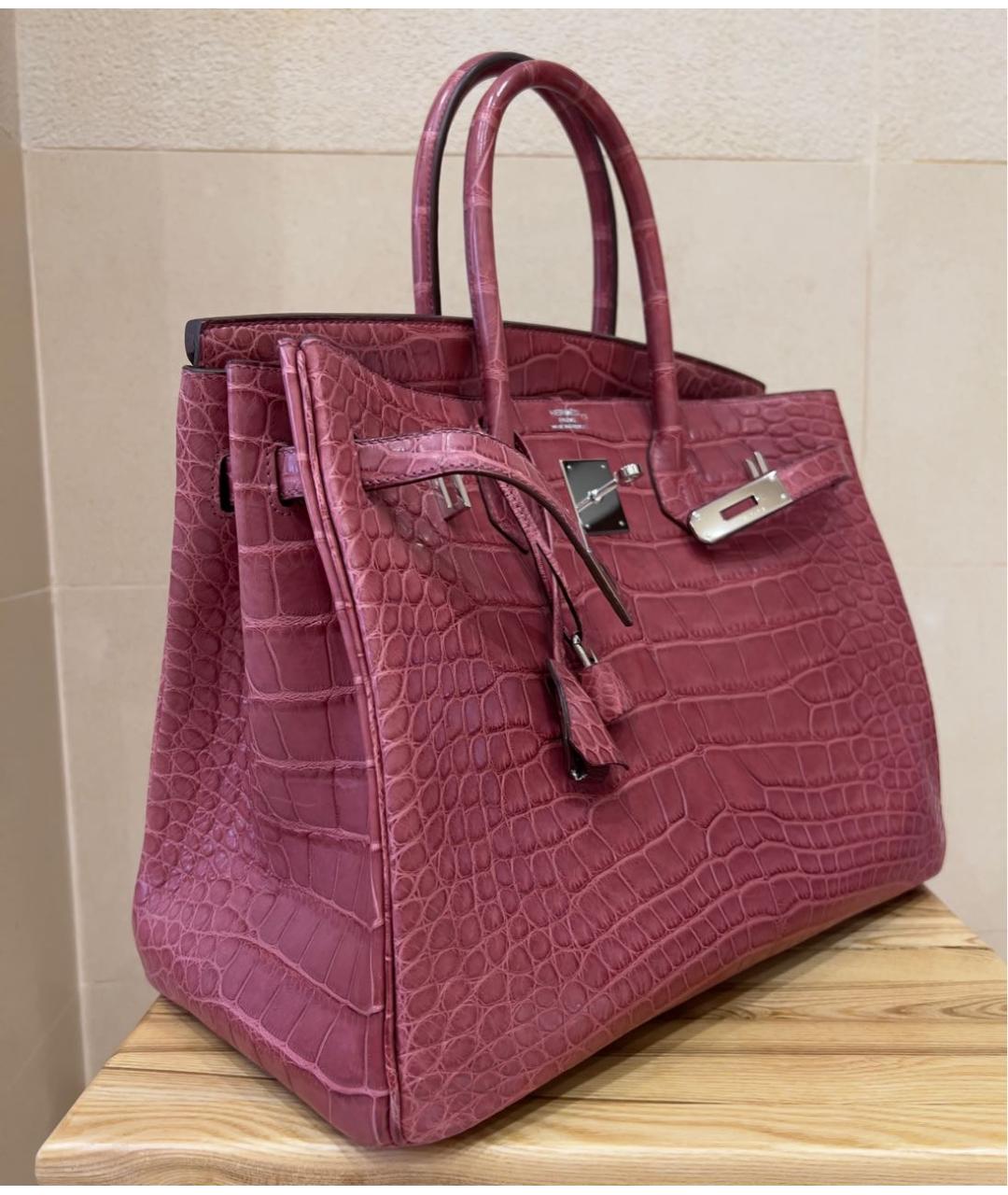 HERMES Розовая сумка с короткими ручками из экзотической кожи, фото 2