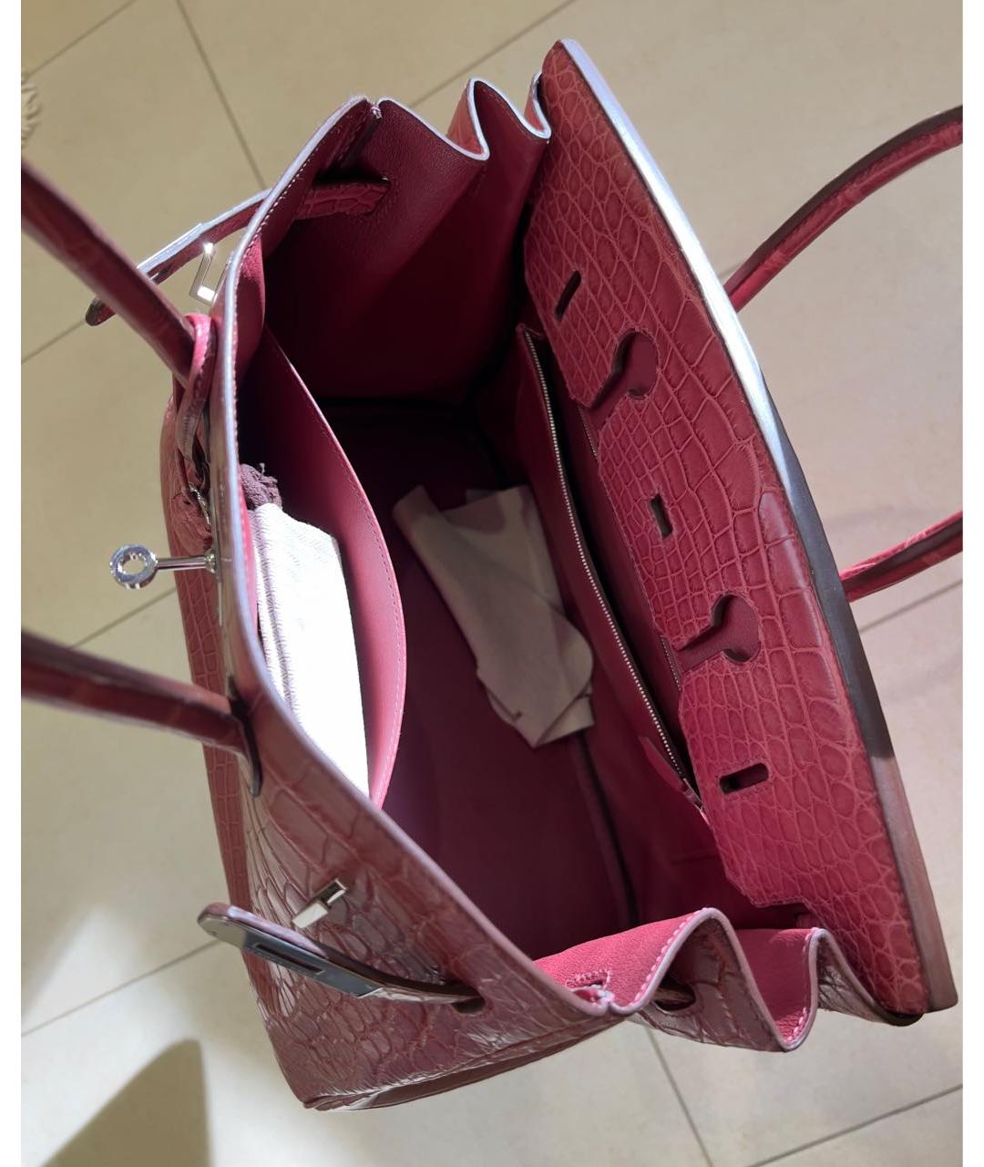 HERMES Розовая сумка с короткими ручками из экзотической кожи, фото 4