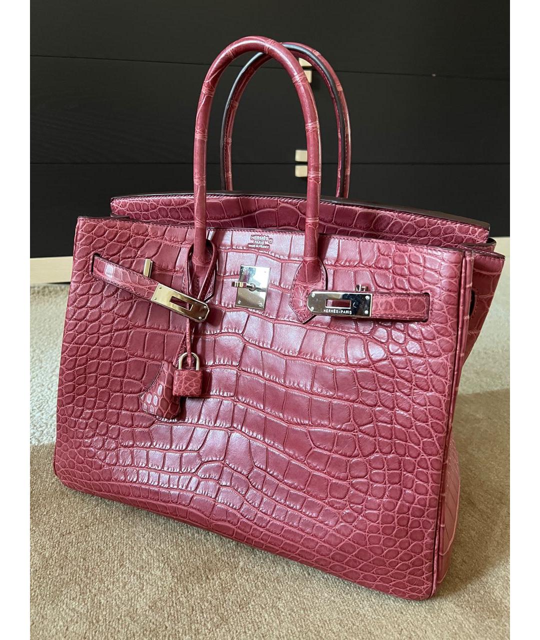 HERMES Розовая сумка с короткими ручками из экзотической кожи, фото 5