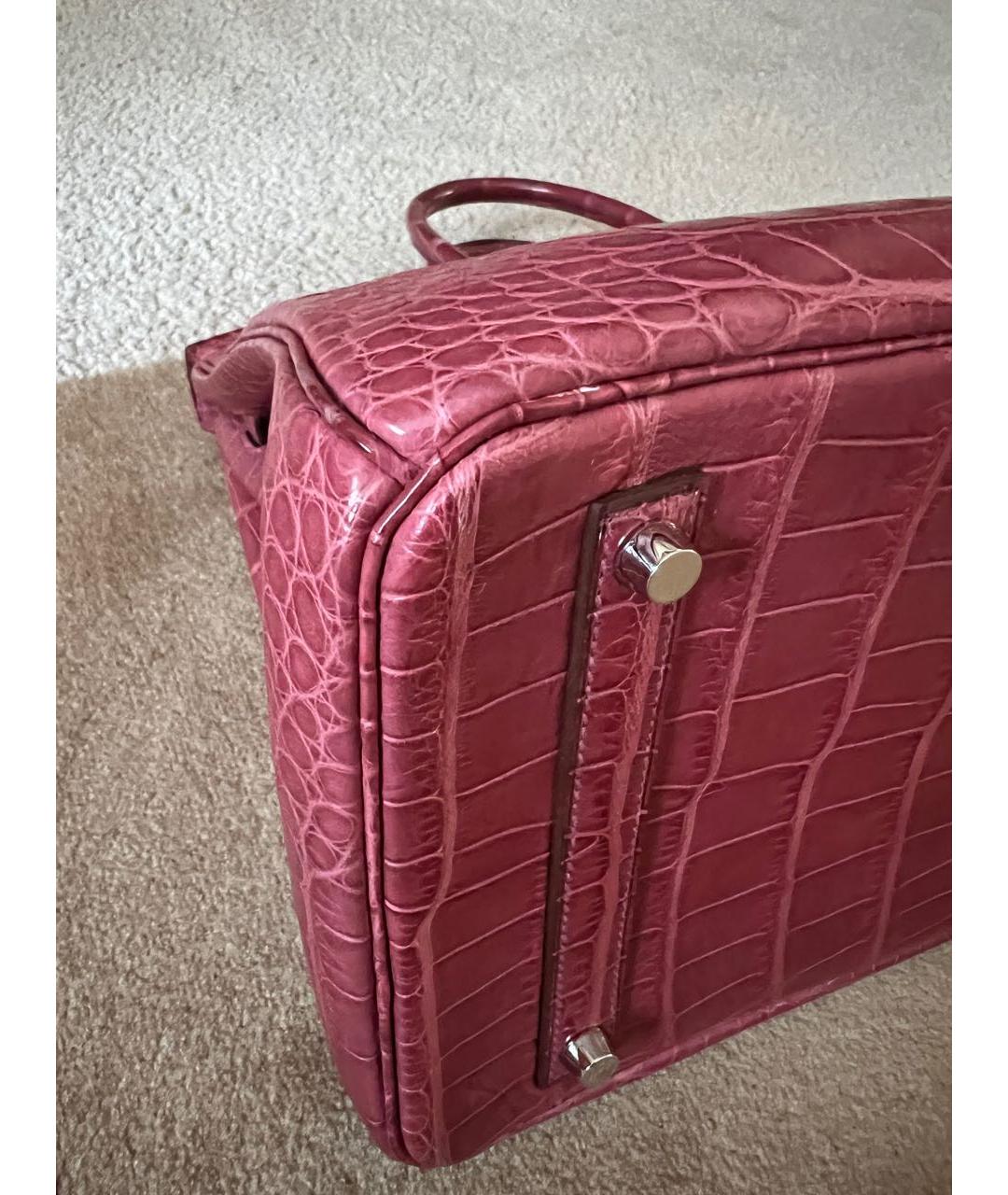 HERMES Розовая сумка с короткими ручками из экзотической кожи, фото 7
