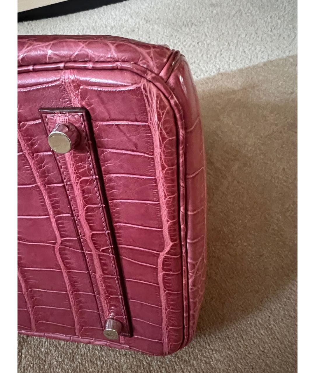 HERMES Розовая сумка с короткими ручками из экзотической кожи, фото 8