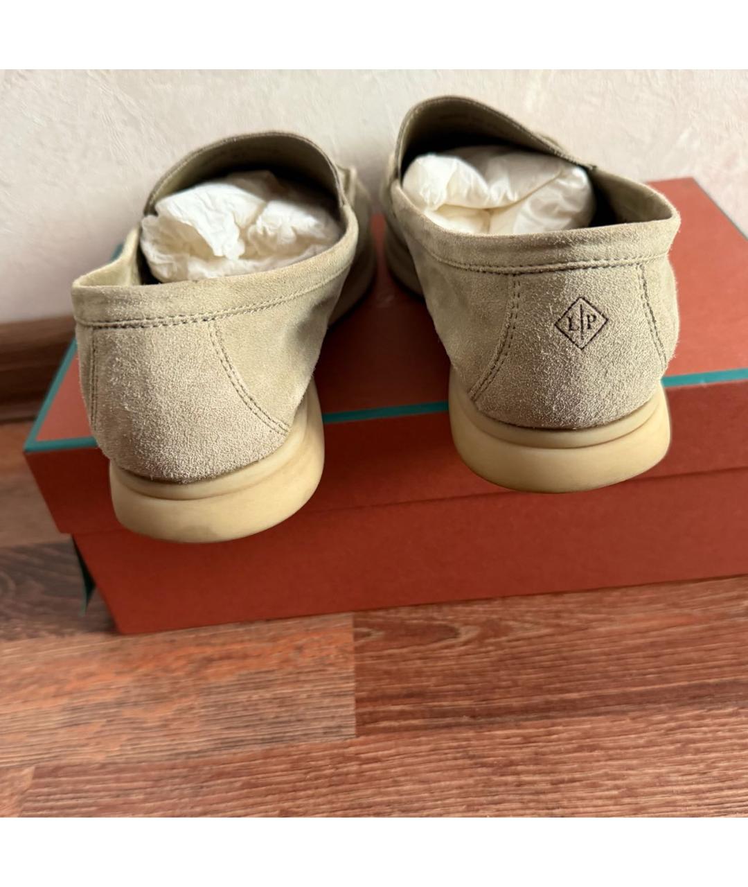 LORO PIANA Хаки замшевые лоферы, фото 4
