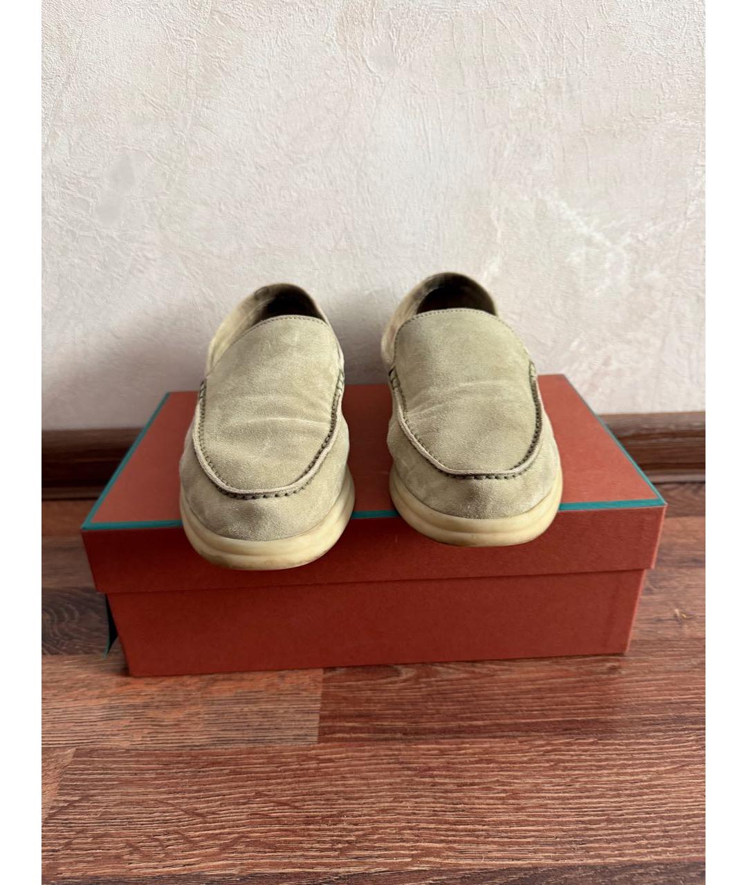 LORO PIANA Хаки замшевые лоферы, фото 6