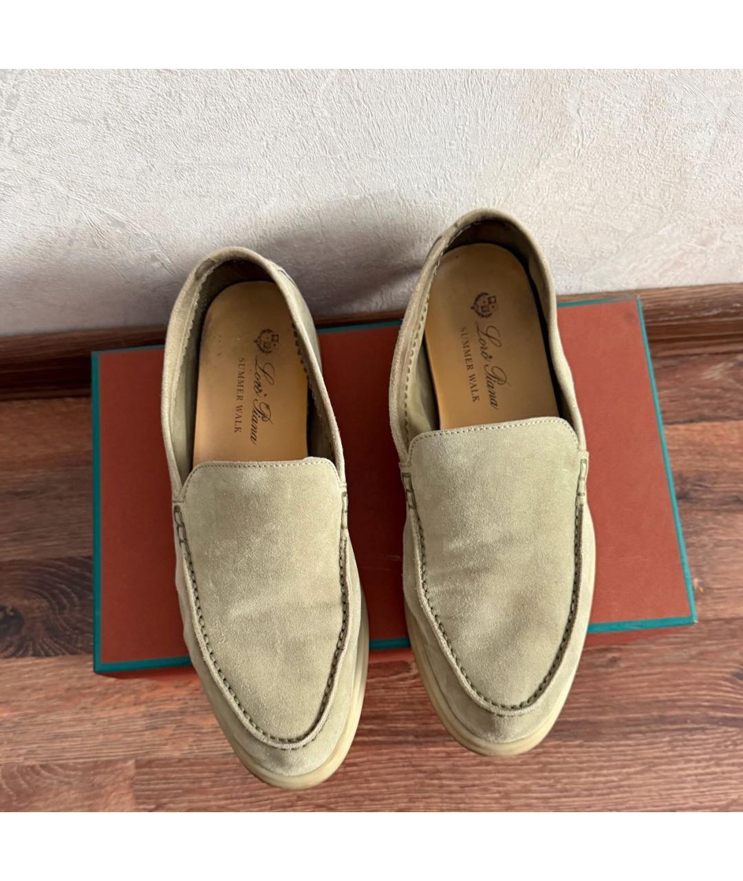 LORO PIANA Хаки замшевые лоферы, фото 2