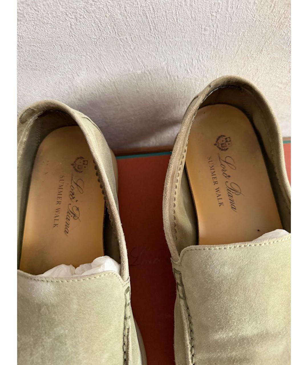 LORO PIANA Хаки замшевые лоферы, фото 7