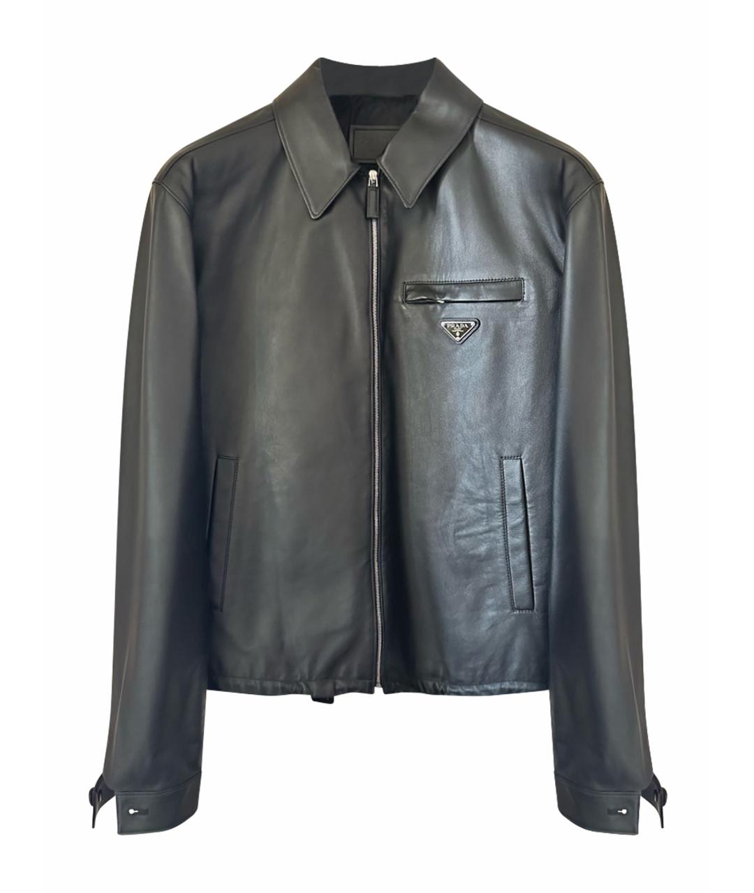 PRADA Черная кожаная куртка, фото 1