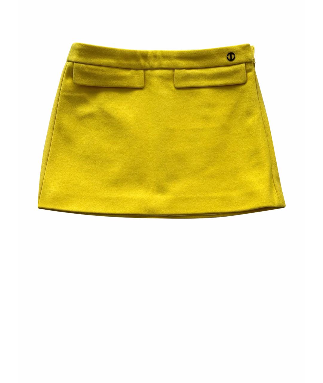 ICEBERG Желтая шерстяная юбка мини, фото 1