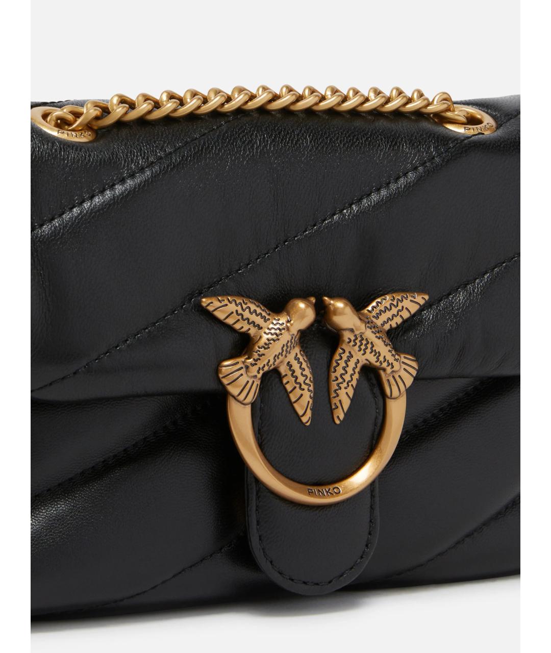 PINKO Черная кожаная сумка через плечо, фото 5