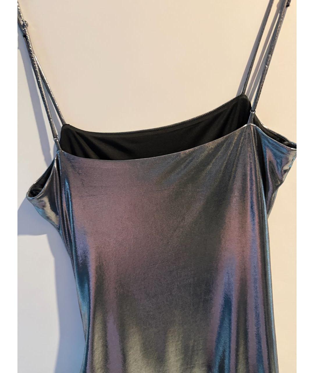 DIESEL Серебряное полиэстеровое коктейльное платье, фото 3