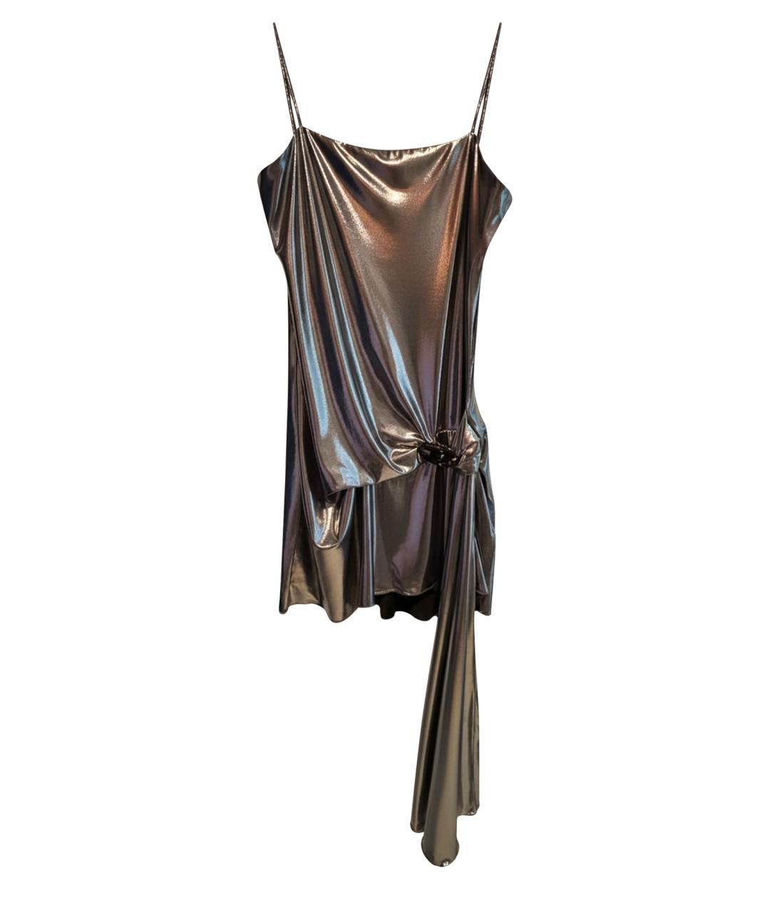 DIESEL Серебряное полиэстеровое коктейльное платье, фото 1