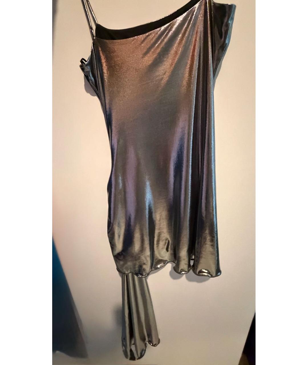 DIESEL Серебряное полиэстеровое коктейльное платье, фото 2