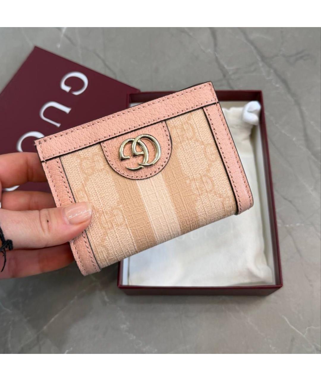 GUCCI Розовый кожаный кошелек, фото 2