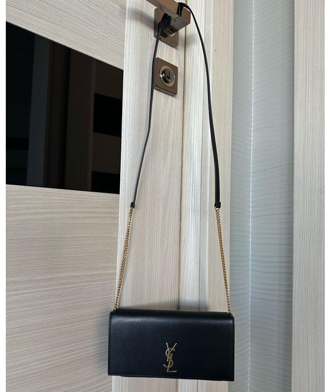 SAINT LAURENT Черная кожаная сумка через плечо, фото 2