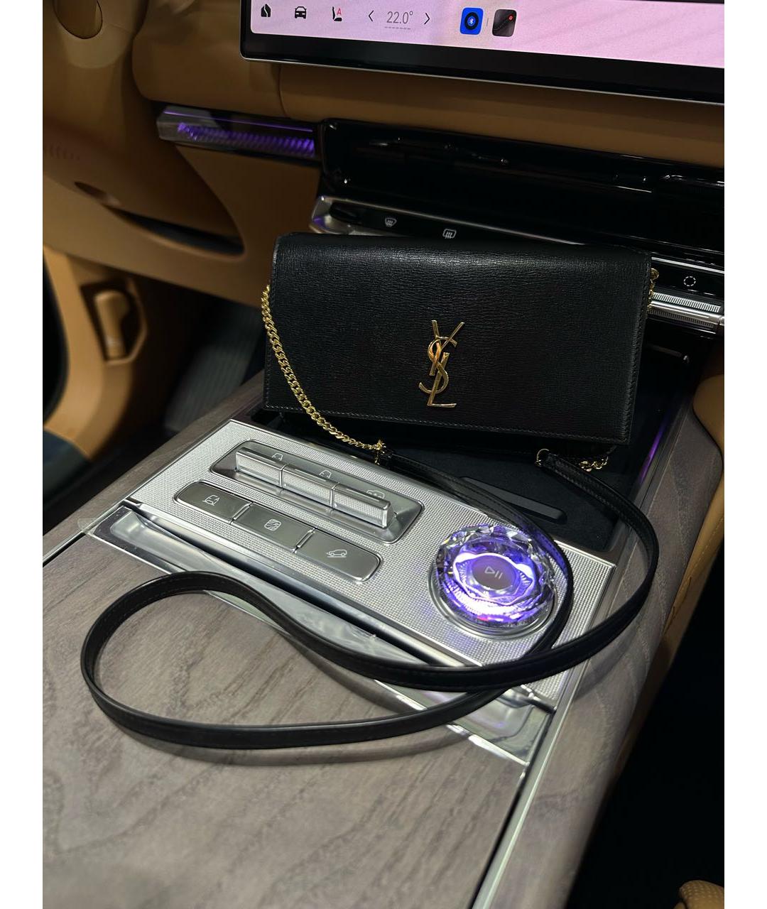 SAINT LAURENT Черная кожаная сумка через плечо, фото 3