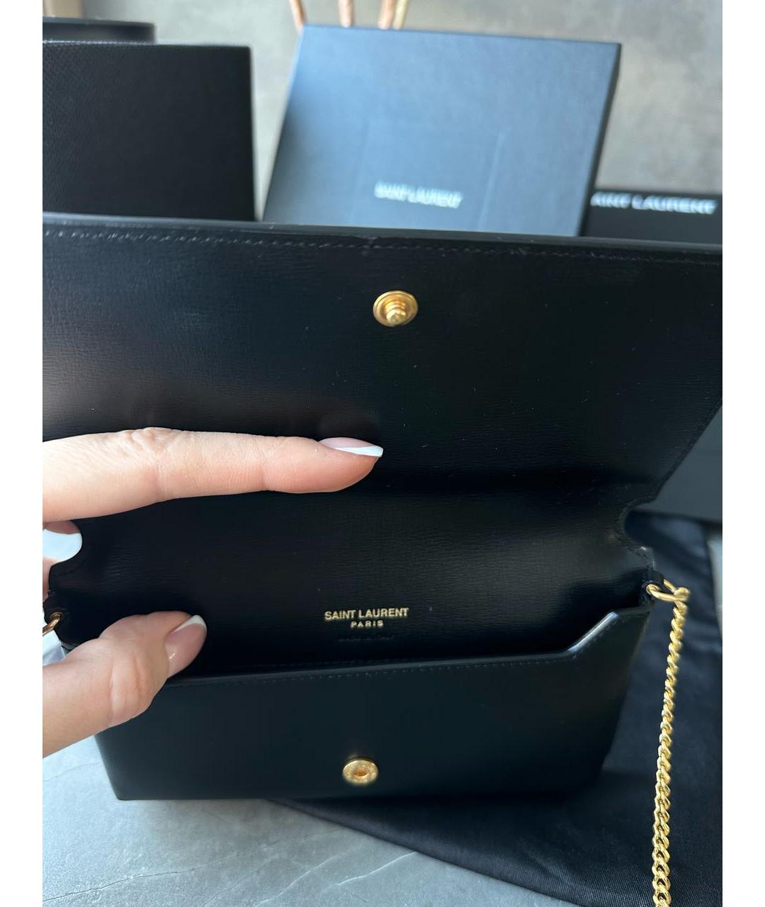 SAINT LAURENT Черная кожаная сумка через плечо, фото 5