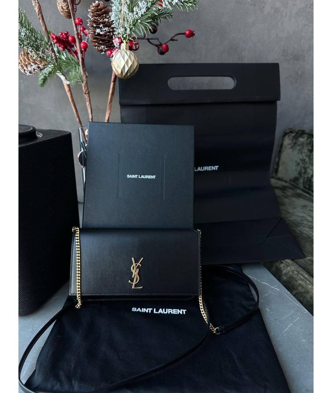 SAINT LAURENT Черная кожаная сумка через плечо, фото 4