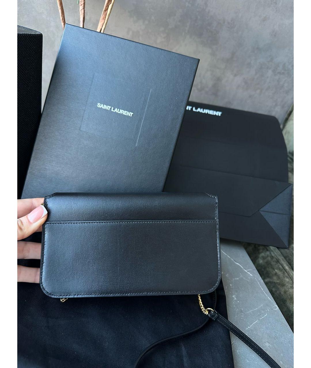 SAINT LAURENT Черная кожаная сумка через плечо, фото 7