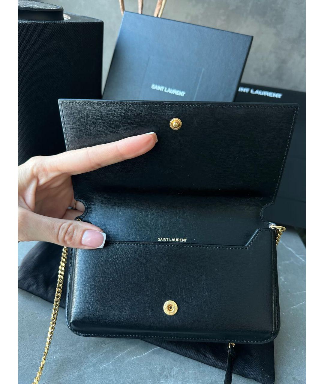 SAINT LAURENT Черная кожаная сумка через плечо, фото 6