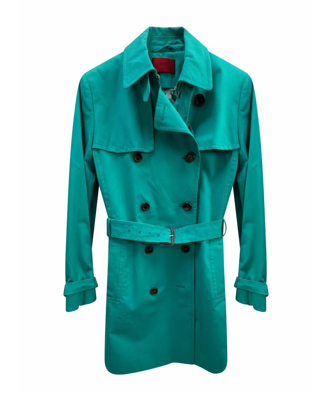 HUGO Бирюзовый хлопковый тренч/плащ, фото 1