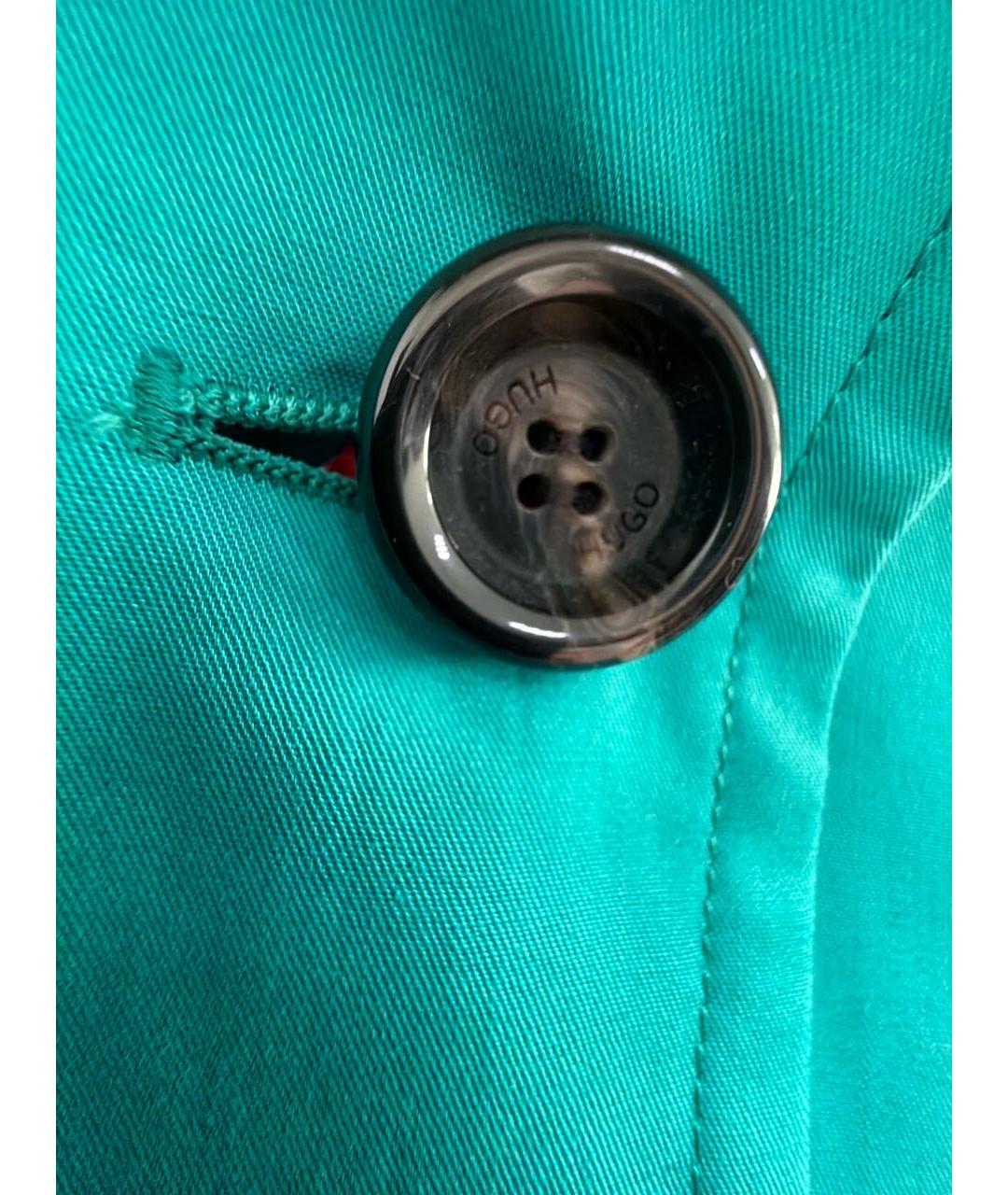 HUGO Бирюзовый хлопковый тренч/плащ, фото 4