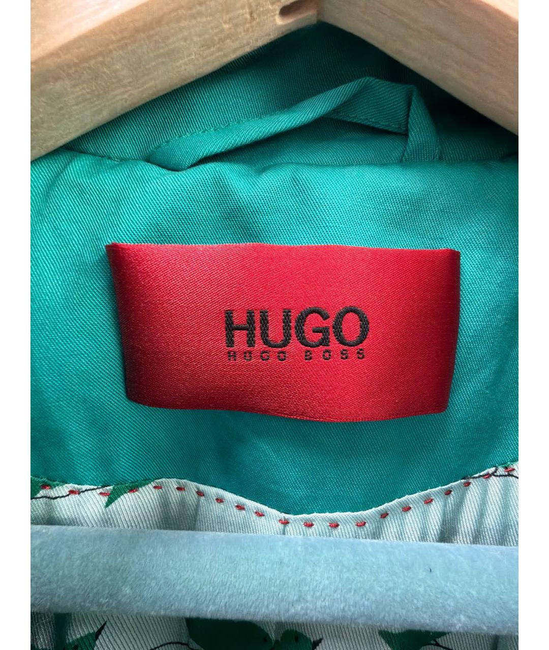 HUGO Бирюзовый хлопковый тренч/плащ, фото 5
