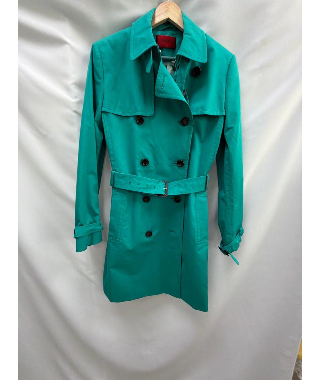 HUGO Бирюзовый хлопковый тренч/плащ, фото 7