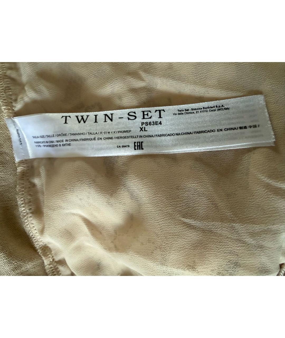 TWIN-SET Бежевое хлопковое повседневное платье, фото 8