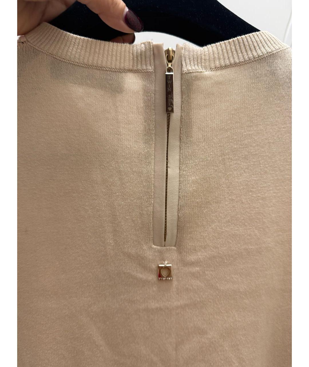 TWIN-SET Бежевое хлопковое повседневное платье, фото 4