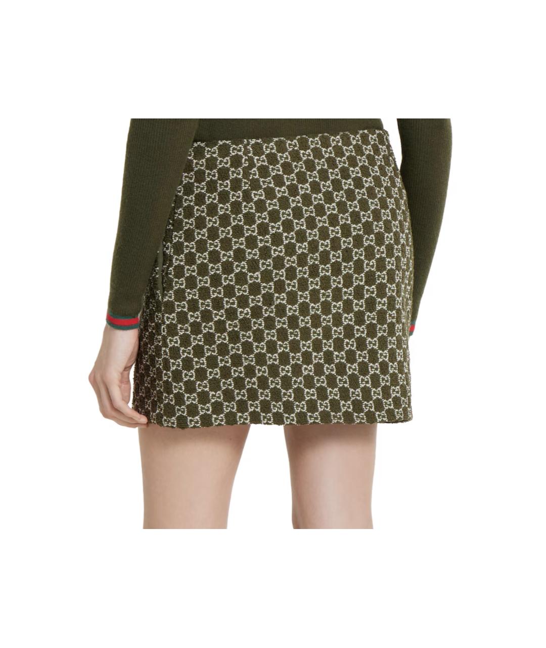GUCCI Хаки хлопковая юбка мини, фото 3
