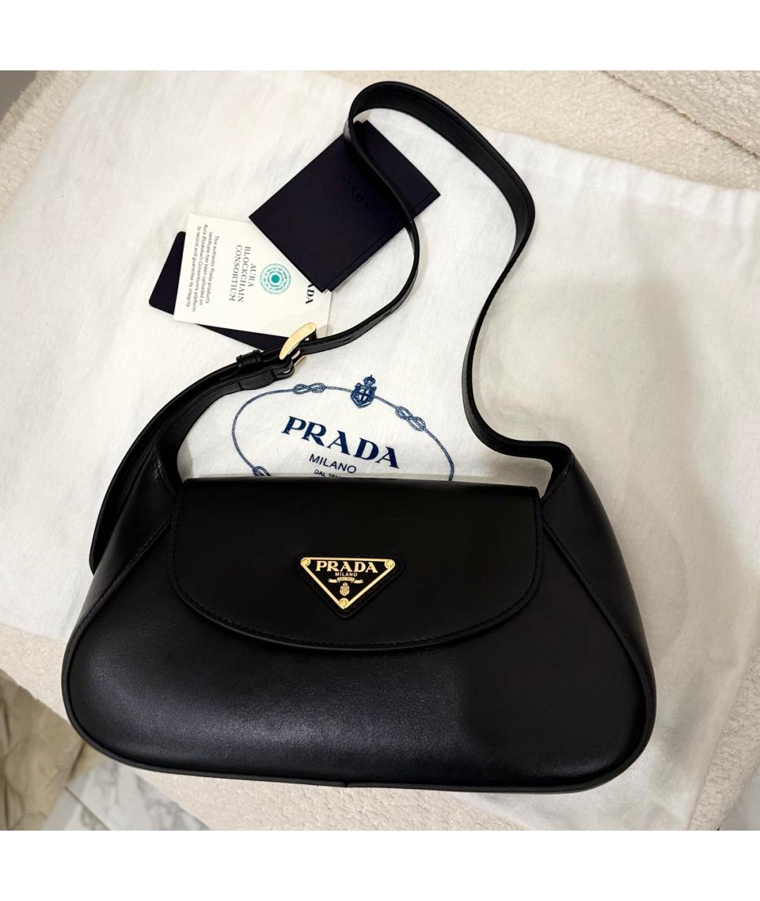 PRADA Черная кожаная сумка через плечо, фото 3
