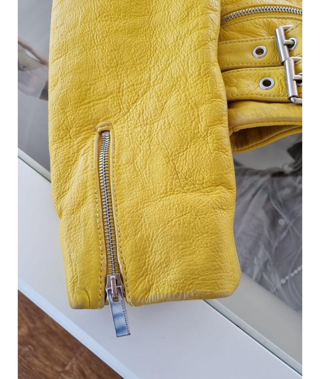 CHRISTOPHER ESBER Желтая кожаная куртка, фото 3