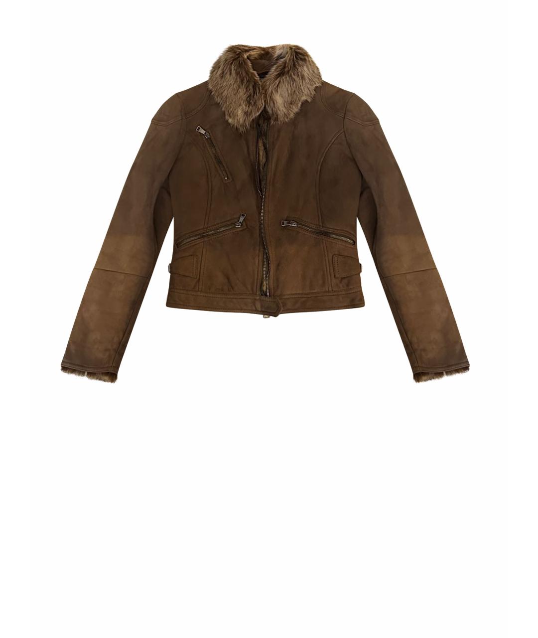 DOLCE&GABBANA Коричневая кожаная дубленка, фото 1