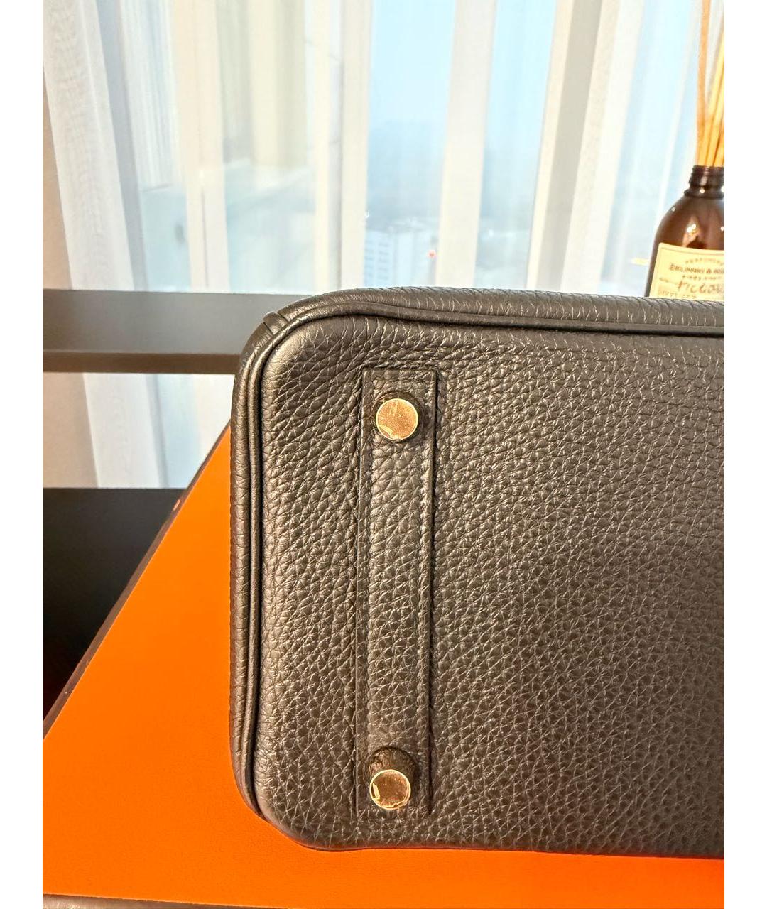 HERMES Черная кожаная сумка с короткими ручками, фото 6