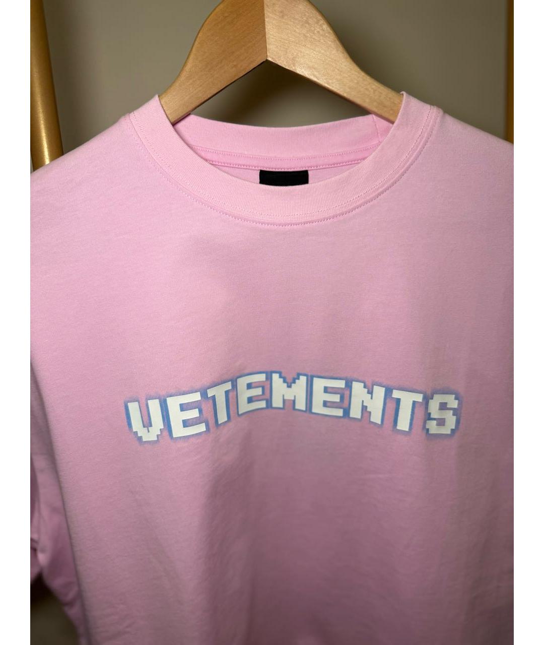 VETEMENTS Розовая хлопковая футболка, фото 3