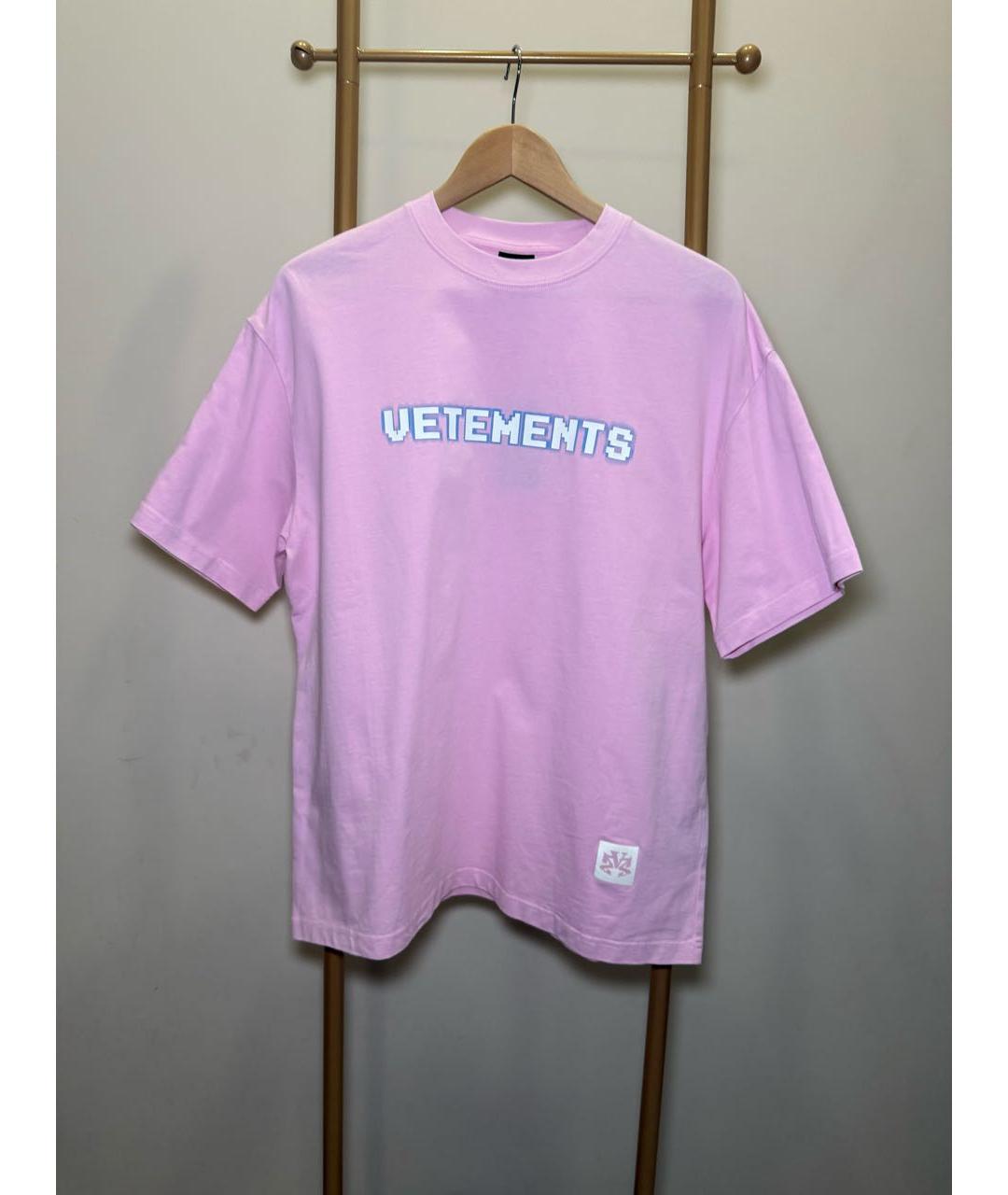 VETEMENTS Розовая хлопковая футболка, фото 2