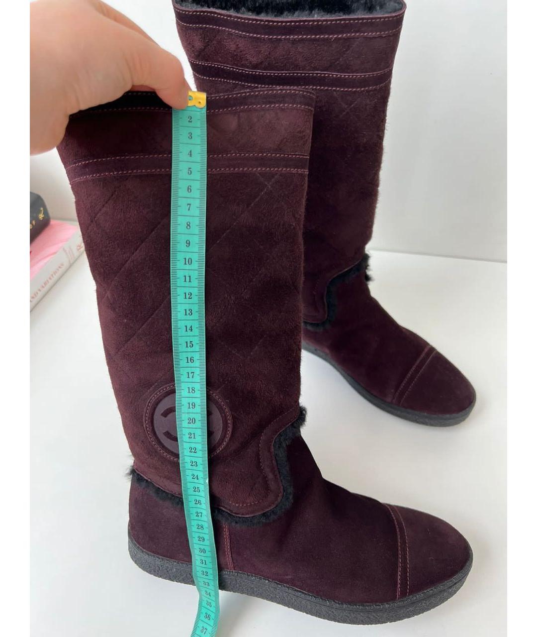 CHANEL Бордовые замшевые ботинки, фото 7