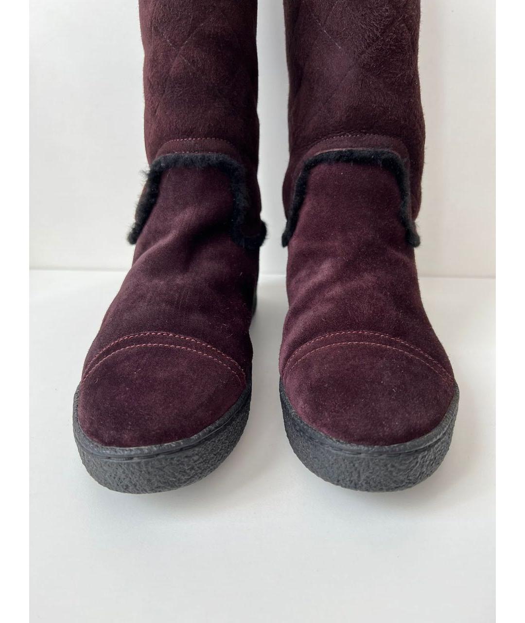 CHANEL Бордовые замшевые ботинки, фото 2