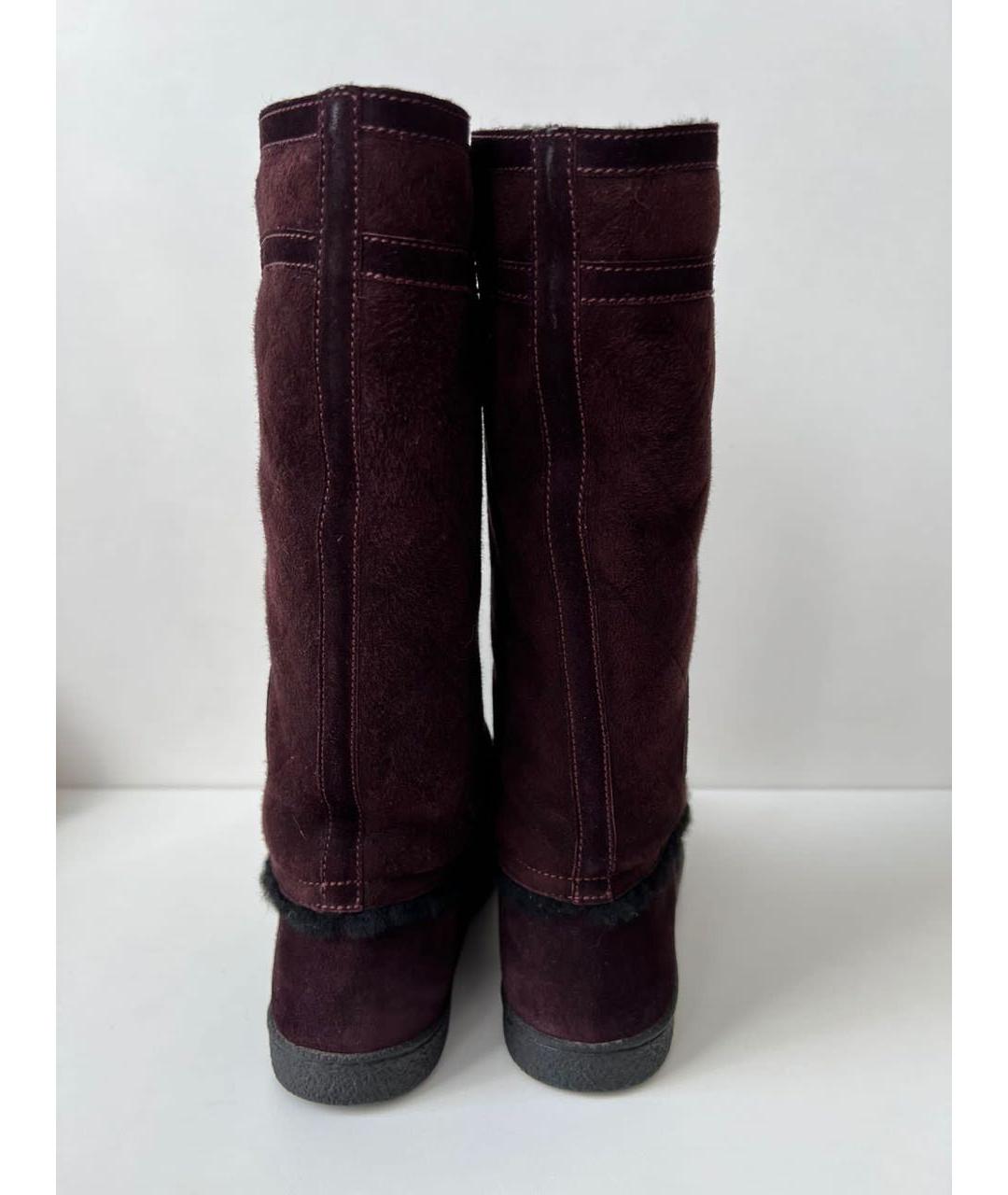 CHANEL Бордовые замшевые ботинки, фото 3