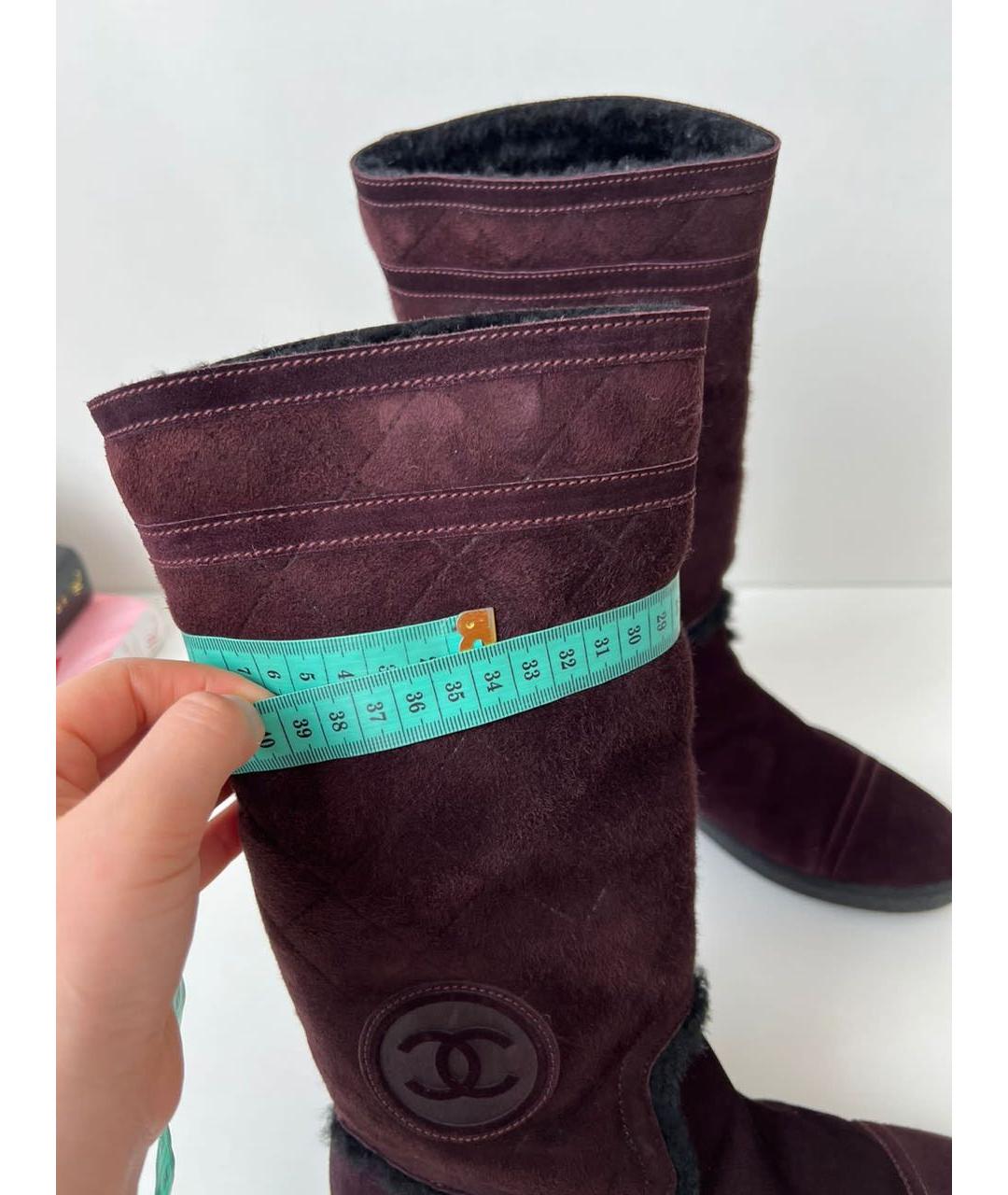CHANEL Бордовые замшевые ботинки, фото 8